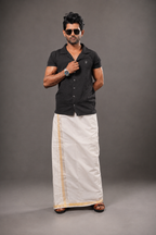 Enteloom Gold Silver Vari Kerala Pure Cotton Double Mundu
