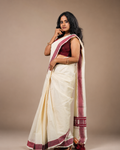 Enteloom Kerala Red embroidery pattern Pure Cotton Saree