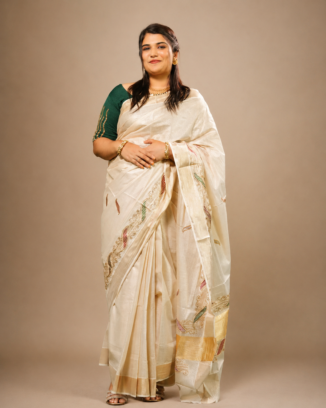 Tissue fabric with heavy embroidery