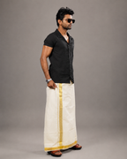 Enteloom purecotton Kerala Double Mundu with Jacquard (60*60) Powerloom