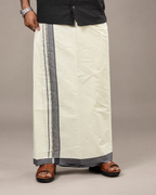 Enteloom purecotton Kerala Mundu with silver and Black kara
