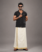 Enteloom purecotton Kerala Double Mundu with Jacquard (60*60) Powerloom