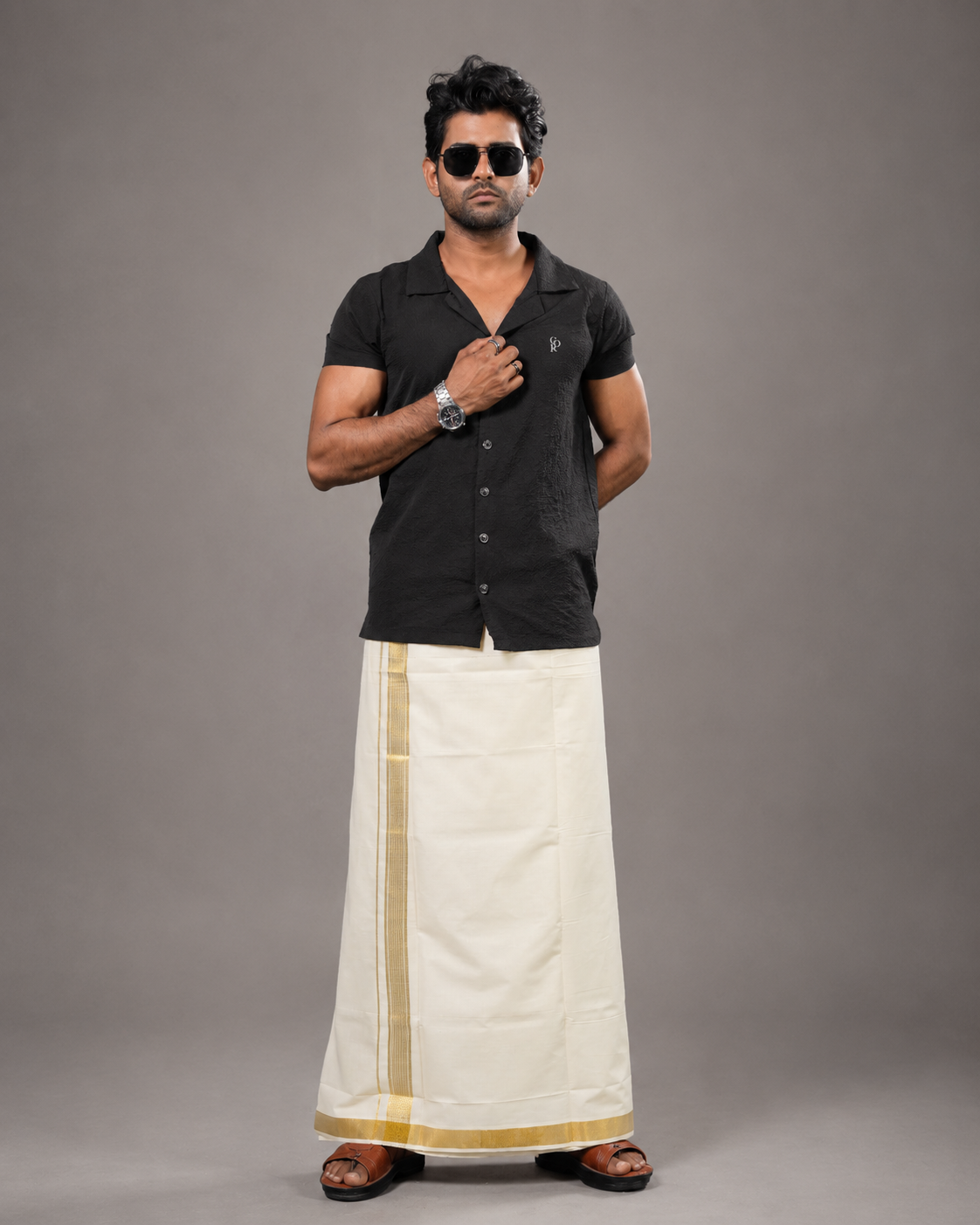 Enteloom purecotton Kerala Double Mundu with Jacquard (60*60) Powerloom