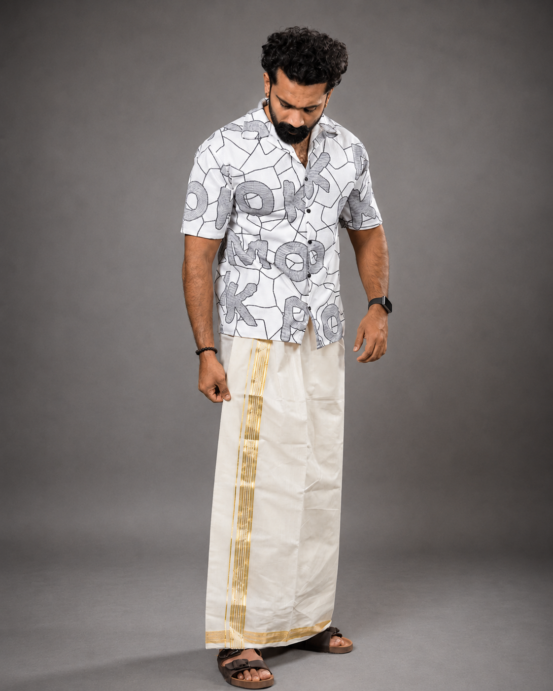 EnteLoom Silver Muthu Handloom Mundu