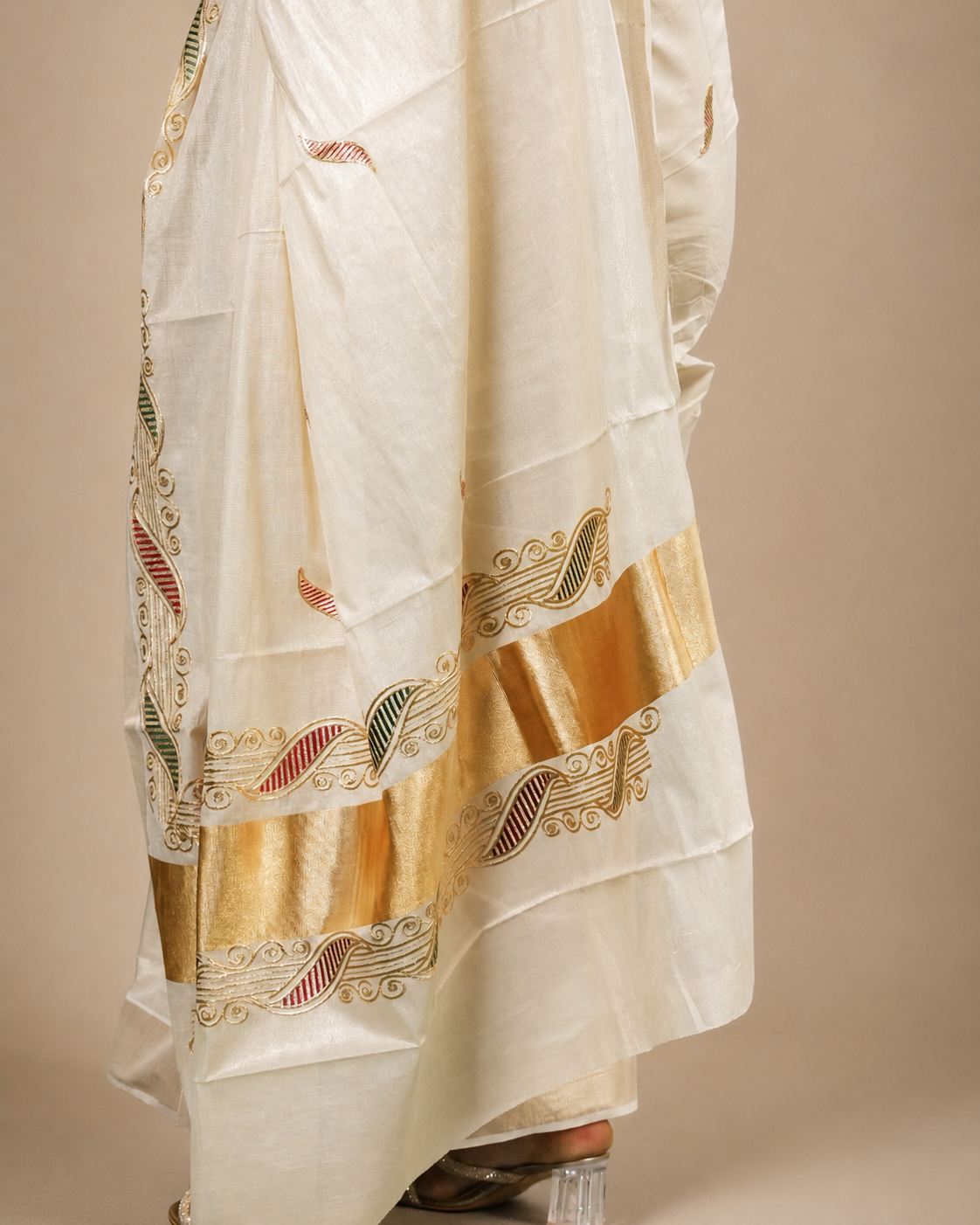 Tissue fabric with heavy embroidery