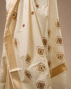 Enteloom Kerala Saree Tissue fabric with heavy embroidery