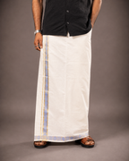 Enteloom Unakkupaavu Handloom Kasavu Double Mundu (100x100) with Jacquard Kasavu Design Border