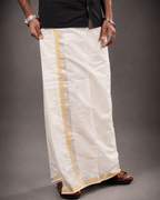 Enteloom Gold Silver Vari Kerala Pure Cotton Double Mundu
