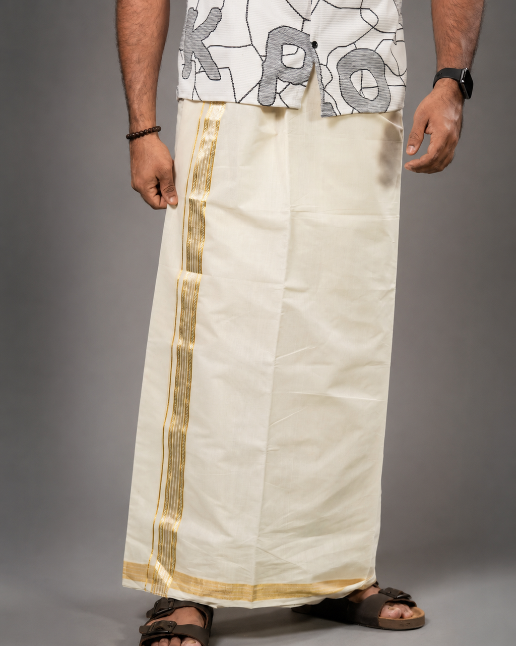 EnteLoom Silver Muthu Handloom Mundu